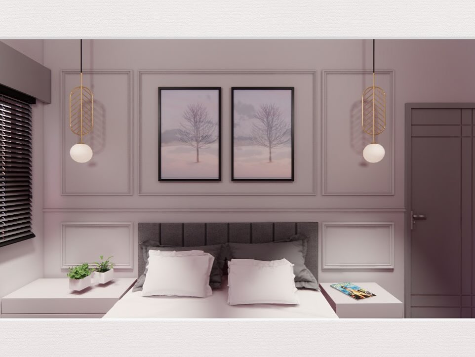 Minimal mauve bedroom