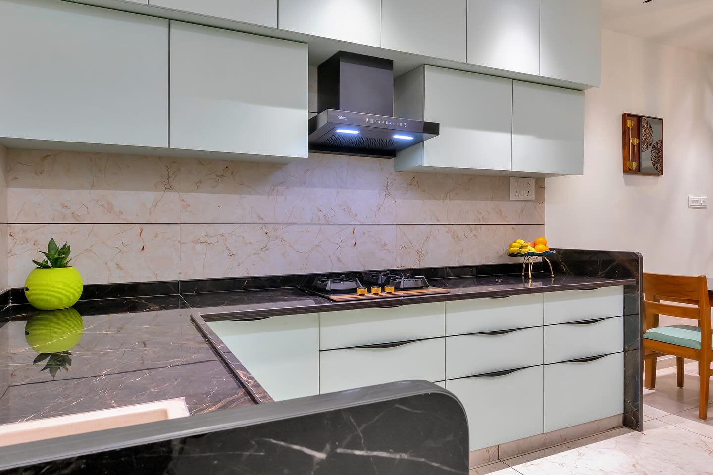 White and grey modular kitchen
